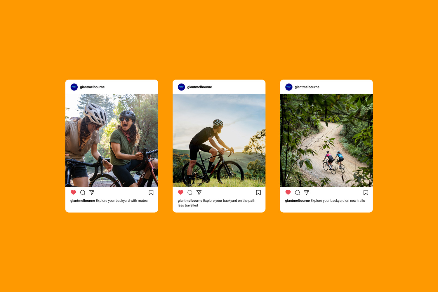 Carousel of social media posts done by WOO Agency for Giant Bikes